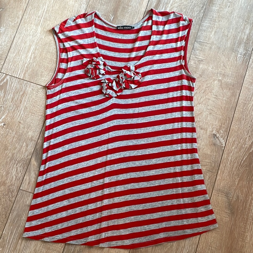 Ella Moss sleeveless tank striped red and gray